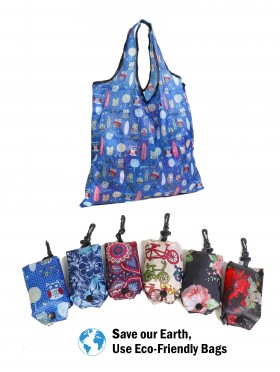 Hook-on Reusable Foldable Shopping Bags (12pcs) 